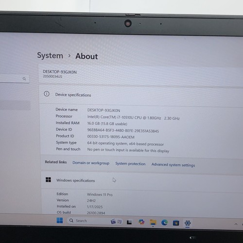 LENOVO THINKPAD T14 GEN 1 I7-10510U @ 1.80GHz 16GB 512GB M.2 NVME W11P *READW/AC - Picture 2 of 15
