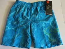 Under Armour Boy's Water Grid Volley Swim Trunks Shorts Blue Mesh Lined 4/5/6/7