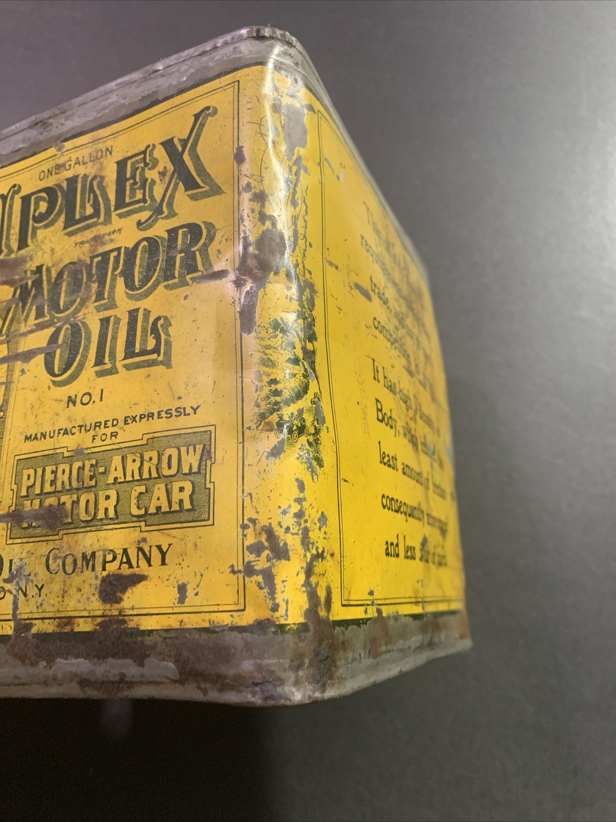 Antique RARE Pierce Arrow Graphic Enterprise Oil One Gallon Oil Can