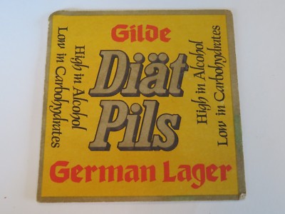 Vintage Beer Coaster Bierdeckel Mat :: GILDE Diät-Pils Lager ~ High in Alcohol