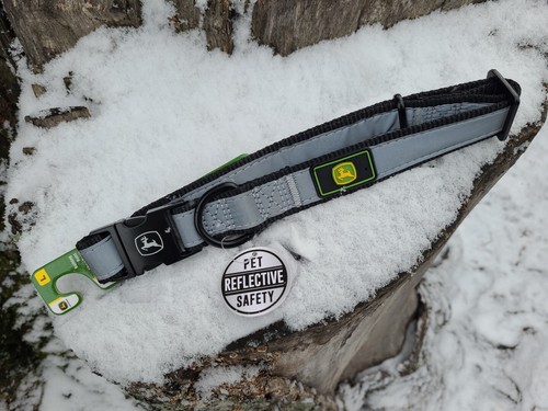 NUEVO John Deere Collar Grande para Perros Mascotas Reflectante Seguridad Ajustable 26"L X 1.25"W - Imagen 5 de 12