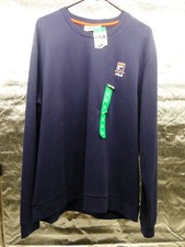 NWT FILA Long Sleeve XL Sweater Blue Sweatshirt Red White Logo 95 Cotton Spandex