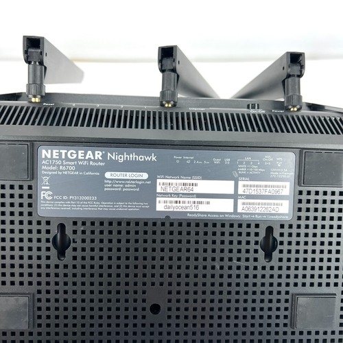 Netgear Nighthawk AC1750 Smart WiFi Router Model R6700 w/ Power Cord Powers On - Picture 6 of 10