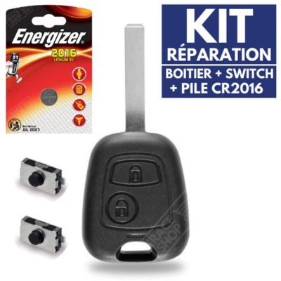 Coque de Télécommande 2 Boutons Plip pour Clé Citroen C1 C2 C3 C4 ✚ Pile CR2016