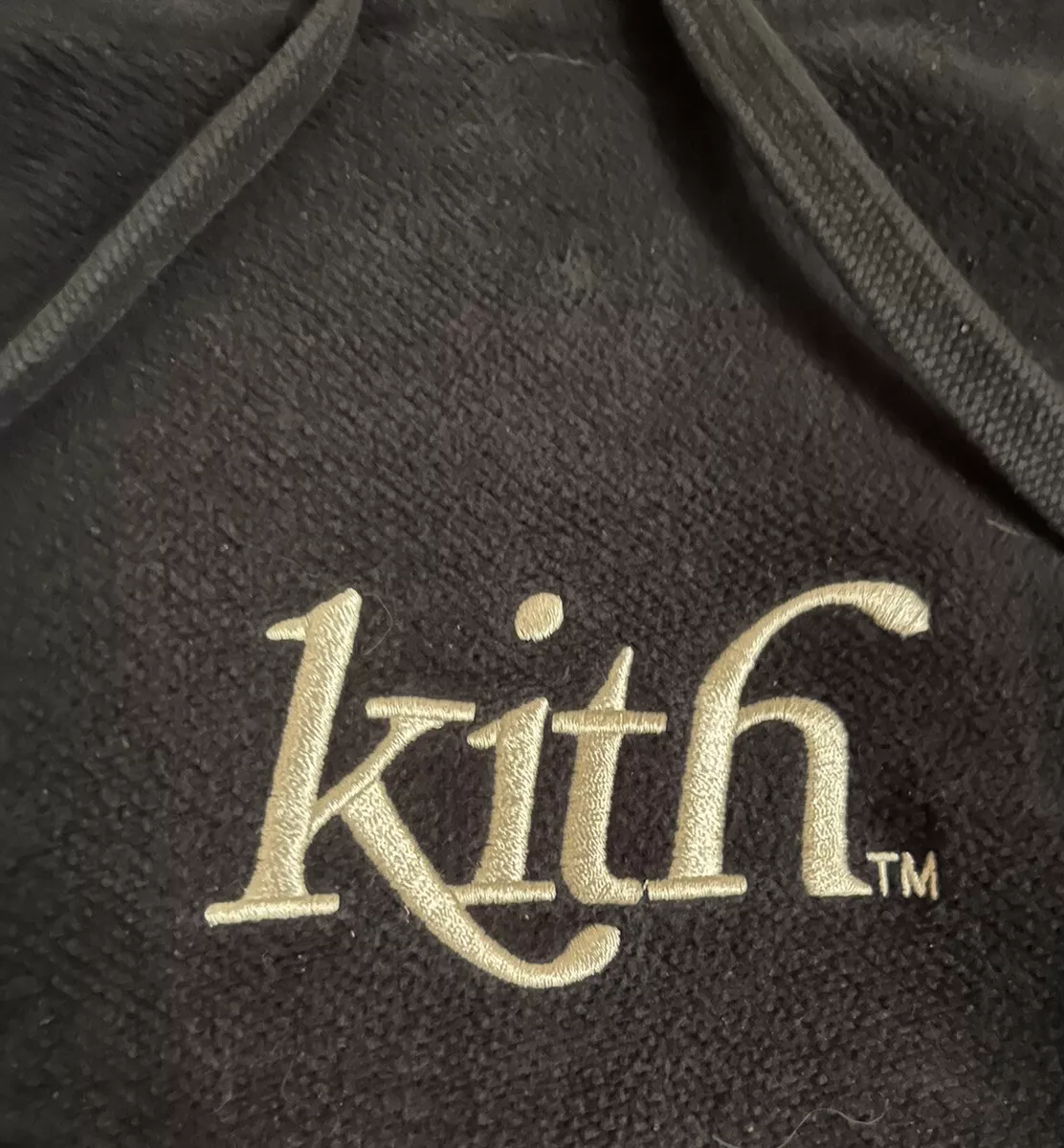 KITH Mens Black Cotton Striped Pullover Hoodie Sweatshirt Size XS