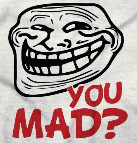 Troll Face You Mad Funny Character Sarcastic Womens or Mens Crewneck T  Shirt Tee | eBay