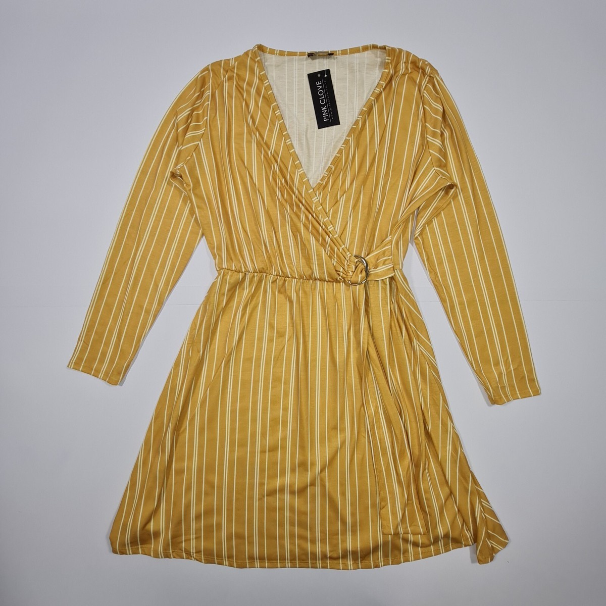 Wrap Dress Forever 21 Yellow Striped Dress Luxology Faux Wrap