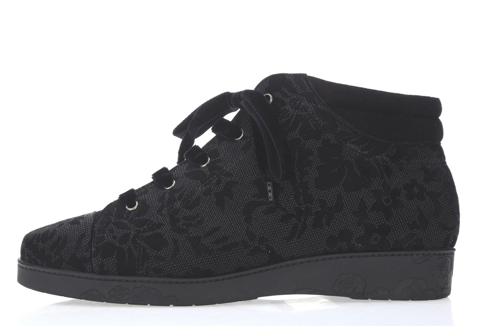 Mujer BEAUTIFEEL 163192 Negro Caviar Estampado Floral Cuero Botines Talla 36 Foto 2 de 4
