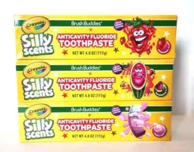 Crayola Silly Scents Anticavity Toothpaste Strawberry Bubble Gum Watermelon 3 pk