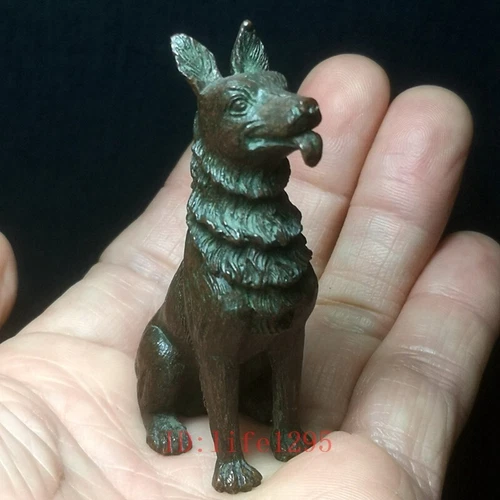 chinese Bronze Carving dog Figurine Statue gift Collection H6.5 CM not antique - Picture 9 of 9