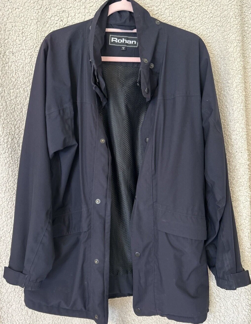 Rohan Atlas Jacket Waterlight Black Jacket lined Packable No Hood Small 35-37"