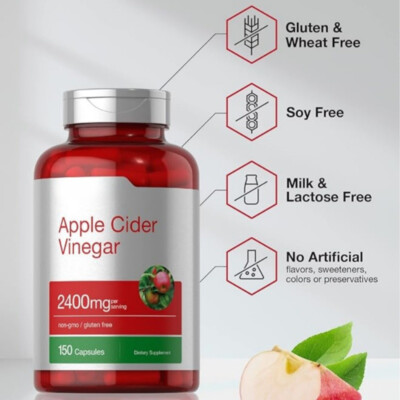 Apfelessig 2400mg Gewichtsverlust,Reinigung Und Entgiftung, Appetitunterdrückung