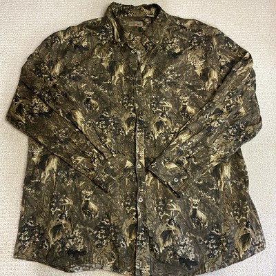 Rugged Earth Outfitters Long Sleeve Deer Print Button Up Shirt Men's XL