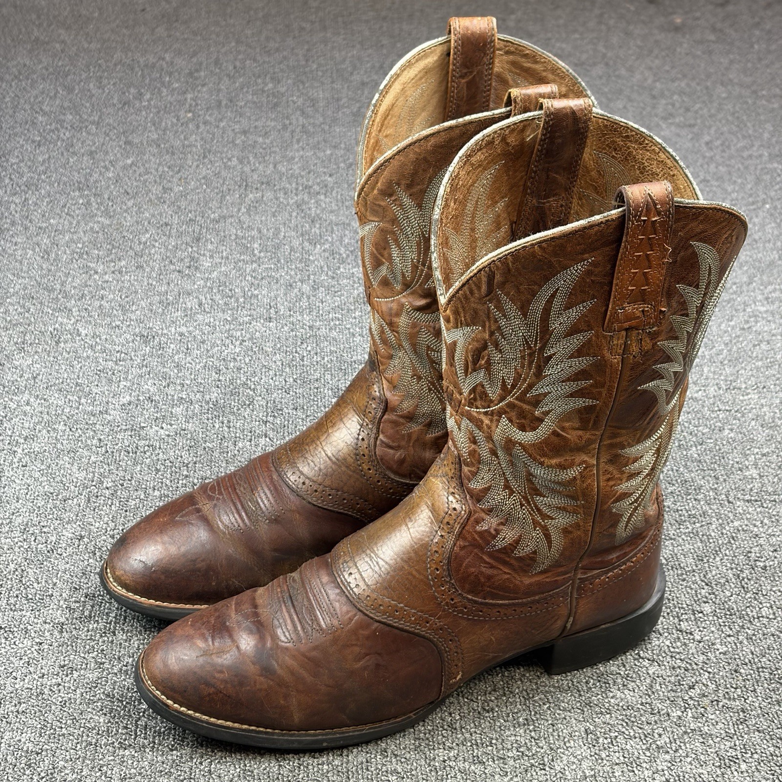 Ariat Heritage Roughstock Brown Leather Cowboy Boots Mens Size 12 EE Western