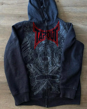 Insane Y2K Tapout Black Hooded Zip Up Hoodie Archive Affliction Rare Skate UK
