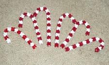 New 6 Hand Made Crafted Bead Candy Cane Ornaments Decoration Christmas NEW