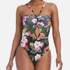 Bar III Women's Tropical Heat Keyhole One Piece Swimsuit Medium pmy0726c