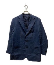 SHIPS Men's Linen Tailored Jacket Navy L 45cm Shoulder Used