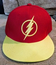 DC Comics The Flash Baseball Snapback Cap Red Yellow Bill Hat Six Flags