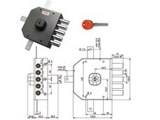 SERRATURA QUINTUPLICE DA APPLICARE SENZA SCROCCO A POMPA JM435- - mm.63 SX - ...