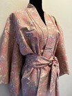 VINTAGE Visiting kimono robe, dyed pongee, ripped pattern, pure silk, pink — photo 4