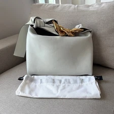 J.W. Anderson Gold Tone Chainlink Chain Bone White Knotted Tie Hobo Shoulder Bag