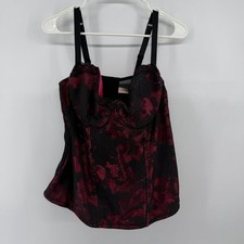 Cacique UNDERWIRE Lined Pink Black Lace Bustier BODICE Corset Bra Top 18-20 Goth