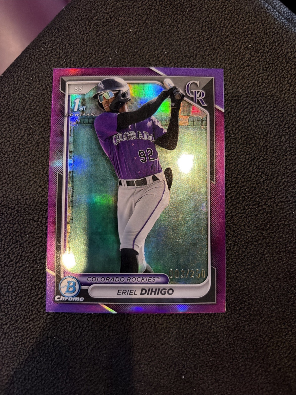 2024 Bowman Chrome 1st Eriel Dihigo Purple Refractor 86/250 Rockies ROOKIE RC