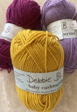 Mixed Lot of 3, Debbie Bliss BABY CASHMERINO Yarn, 50g/125m, Lilac, Plum&Yellow