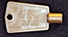 { Vintage National Cabinet Lock KEY chest freezer refrigerator barrel