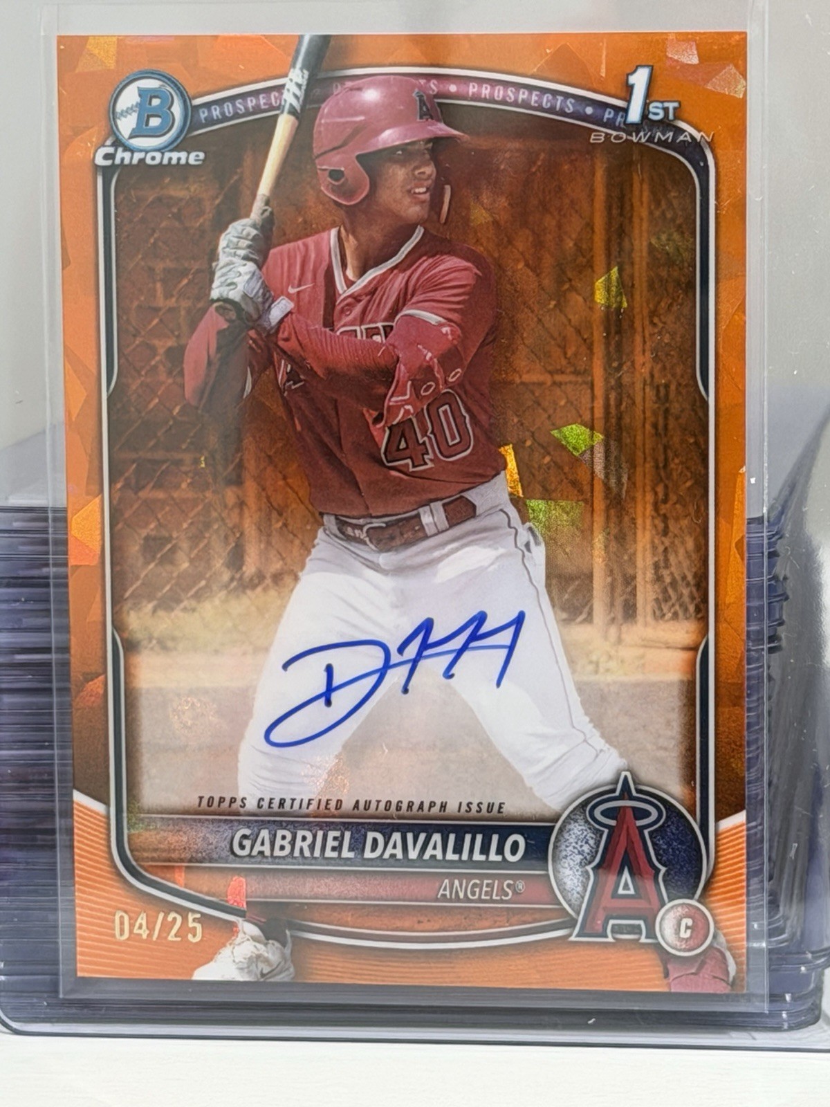 2025 Bowman Chrome Sapphire Gabriel Davalillo 1st Angles Autograph Orange /25