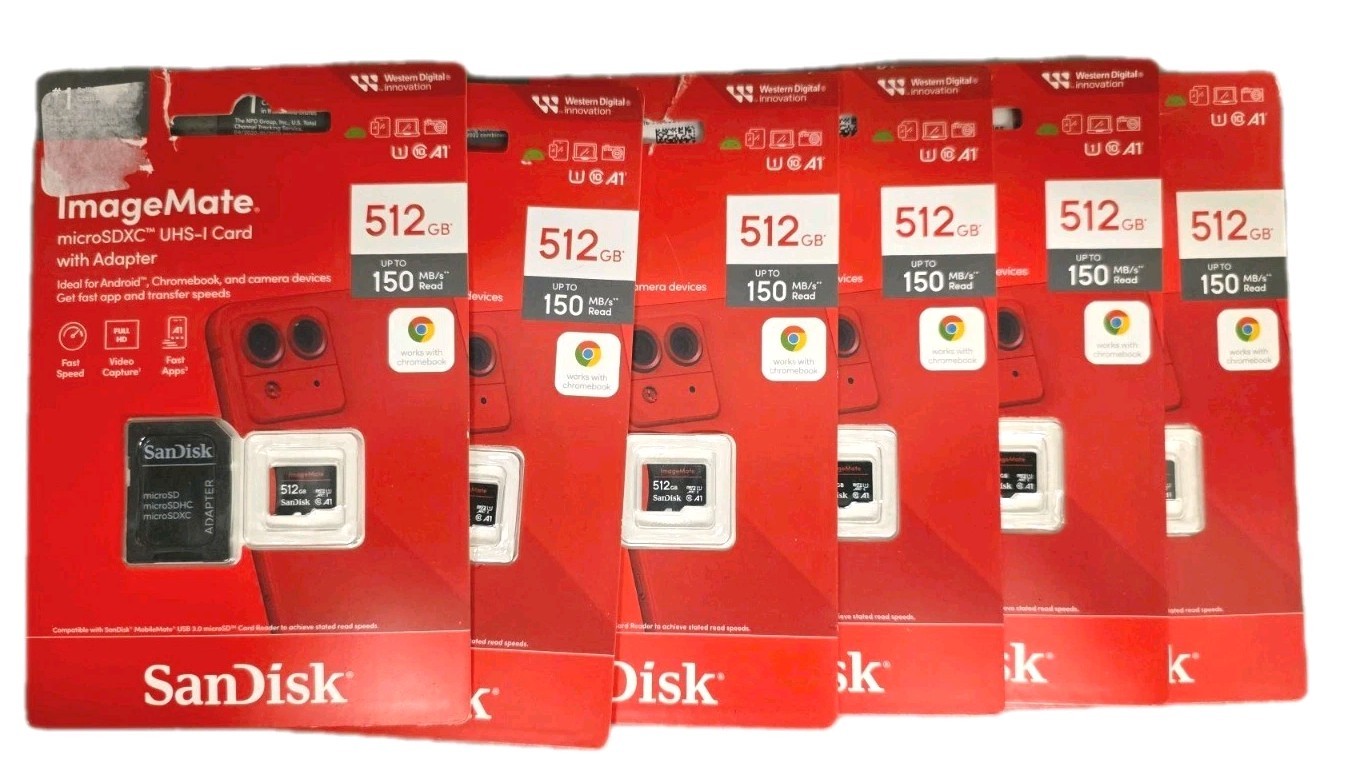 SanDisk Ultra MicroSD 512GB UHS-I Card W/Adapter 150Mb/s (Lot of 6 Pack!)