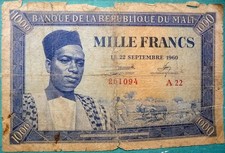 MALI 1 000 1000 FRANCS NOTE ISSUED 22.09. 1960, P 4
