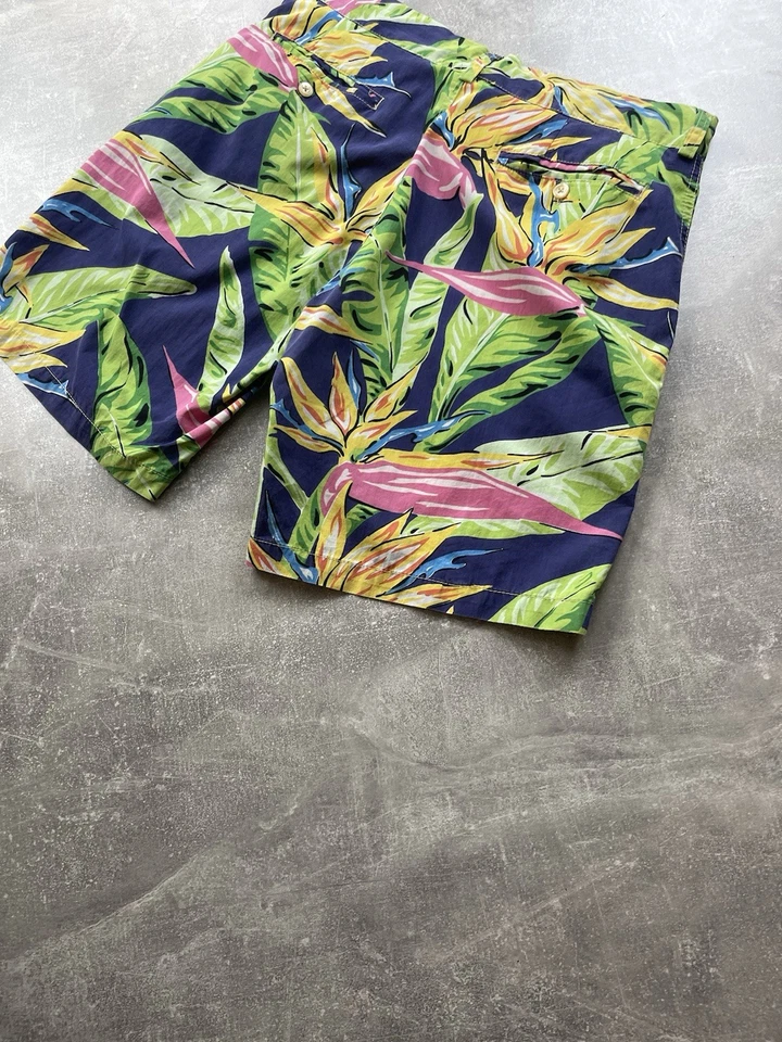 Polo Ralph Lauren Hawaiian Floral Shorts Size 32 Tropical Island Print Talon Zip - Image 4 of 4