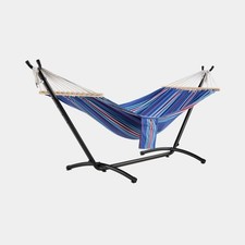 Ibiza Hammock with Stand Blue and Red Stripe 1 Person Hammock w/ Frame, Vonhaus