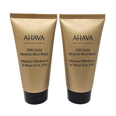 Lot of 2 AHAVA 24K Gold Mineral Mud Mask Full Size 1.7 fl oz 50mL New Sealed