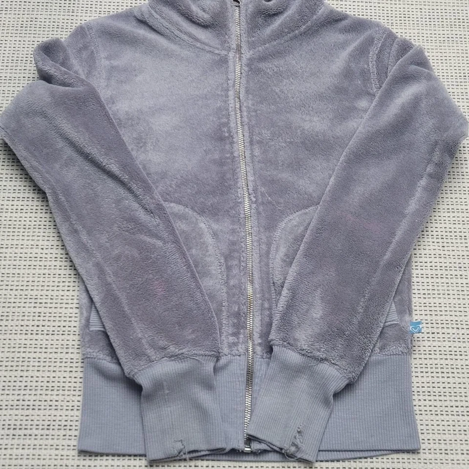 Sudadera con capucha vintage y2k, niña talla 8, Roxy, difusa, pila profunda, polar, cremallera completa Foto 3 de 4