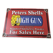 Vintage Peters Shells Sign - Firearm Shotguns Porcelain Gas Ammunition Sign