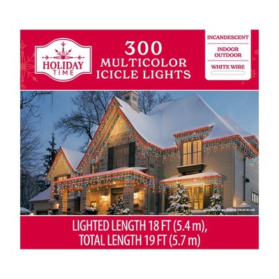 300-Count Incandescent Christmas Icicle Lights, Multicolor, 18', by Holiday Time
