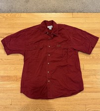Carhartt Short Sleeve Button Up Shirt Size Large Red Regular Cotton Work 2000s