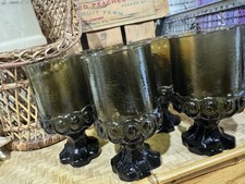 Vintage Tiffin Franciscan Madeira Avocado Green 6.5 in Footed Goblet Set of 4
