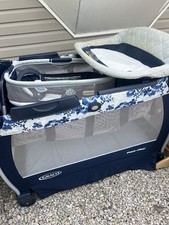 Graco Pack 'n Play Play Yard Bassinet Removable Seat Portable Blue White