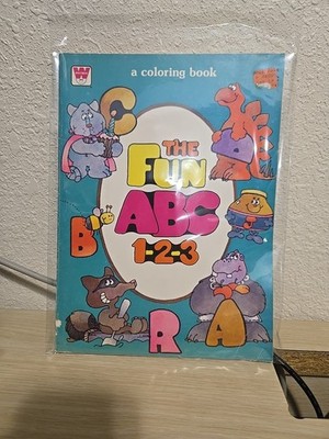 1982 Golden THE FUN ABC 1-2-3 Big Coloring Book Vintage Activity Toys R Us