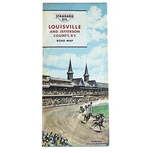 Vtg 1962 Standard Oil Louisville KY Jefferson Co Road Map Churchill Downs Derby