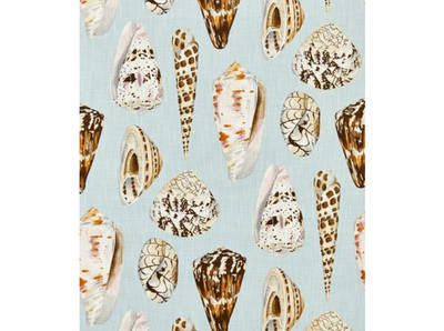 SCALAMANDRE VORHANGSTOFF DESIGN Coquina 7 MTR MULTI AUF MEERBLAU 100% LEINEN