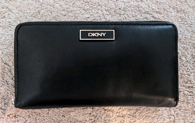 Women's DKNY Zip Around Black Leather Wallet