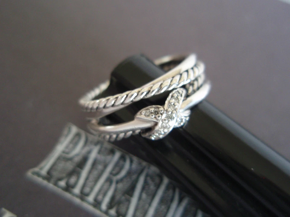 Anillo de diamantes cruzados vintage David Yurman de plata de ley 925 X talla 5 1/2 Foto 4 de 4