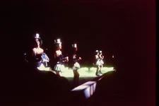 Vintage Kodachrome Slide Photo Dancers in top hats performing on dimly lit stage