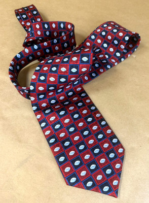 PFIZER Silk Tie Necktie Viagra Little Blue Pill Print Red Blue Black 3.75''x56''