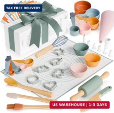 Wooden Baking Set for Kids - A Complete Set of Real Kitchen Utensils Gives Toddl
